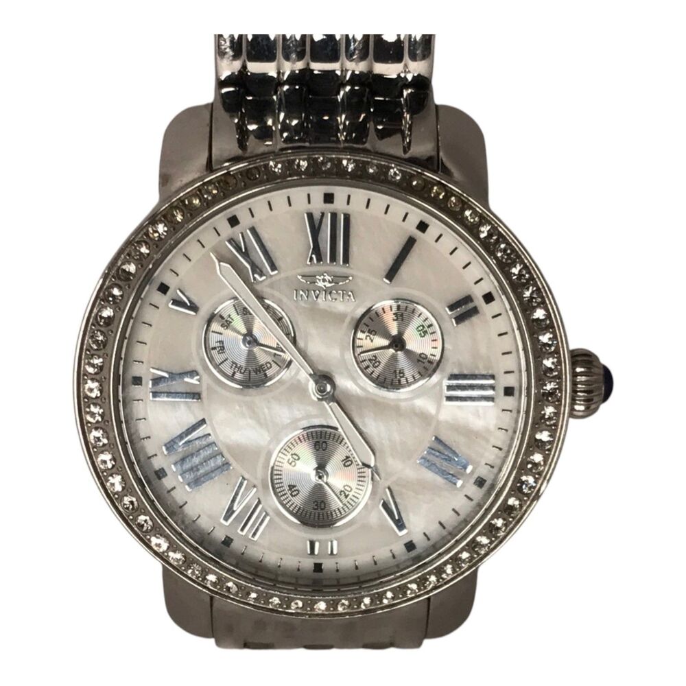 Invicta Angel 15002 Women's Quartz Watch MOP Crystal Bezel Steel Needs Battery